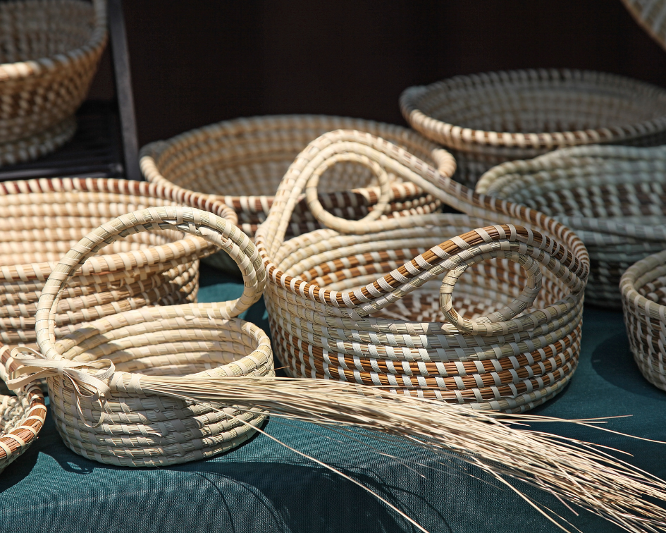 Gullah sweetgrass baskets that are are almost identical in style to the shukublay baskets of Sierra Leone, where learning to coil baskets "so tightly they could hold water" was an important rite of passage in West African tribes like the Mende and the Temne.
