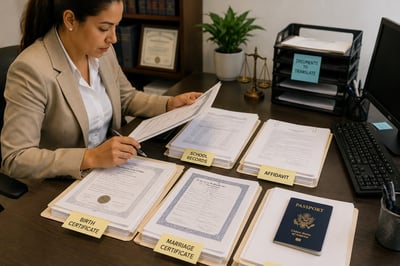 Organized workspace with legal documents